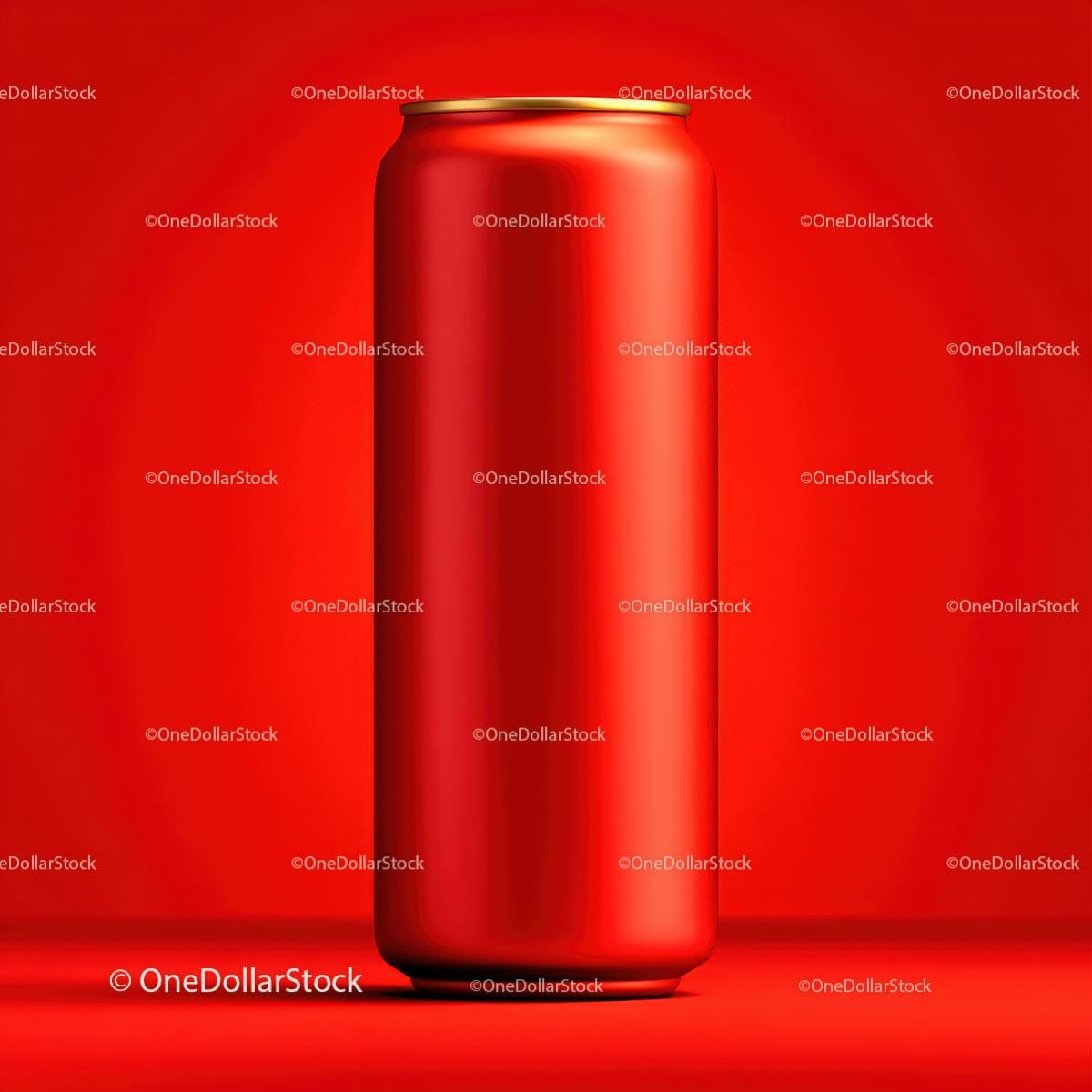 Glossy Red Energy Drink Can on Vibrant Background JPG Mockup Image preview