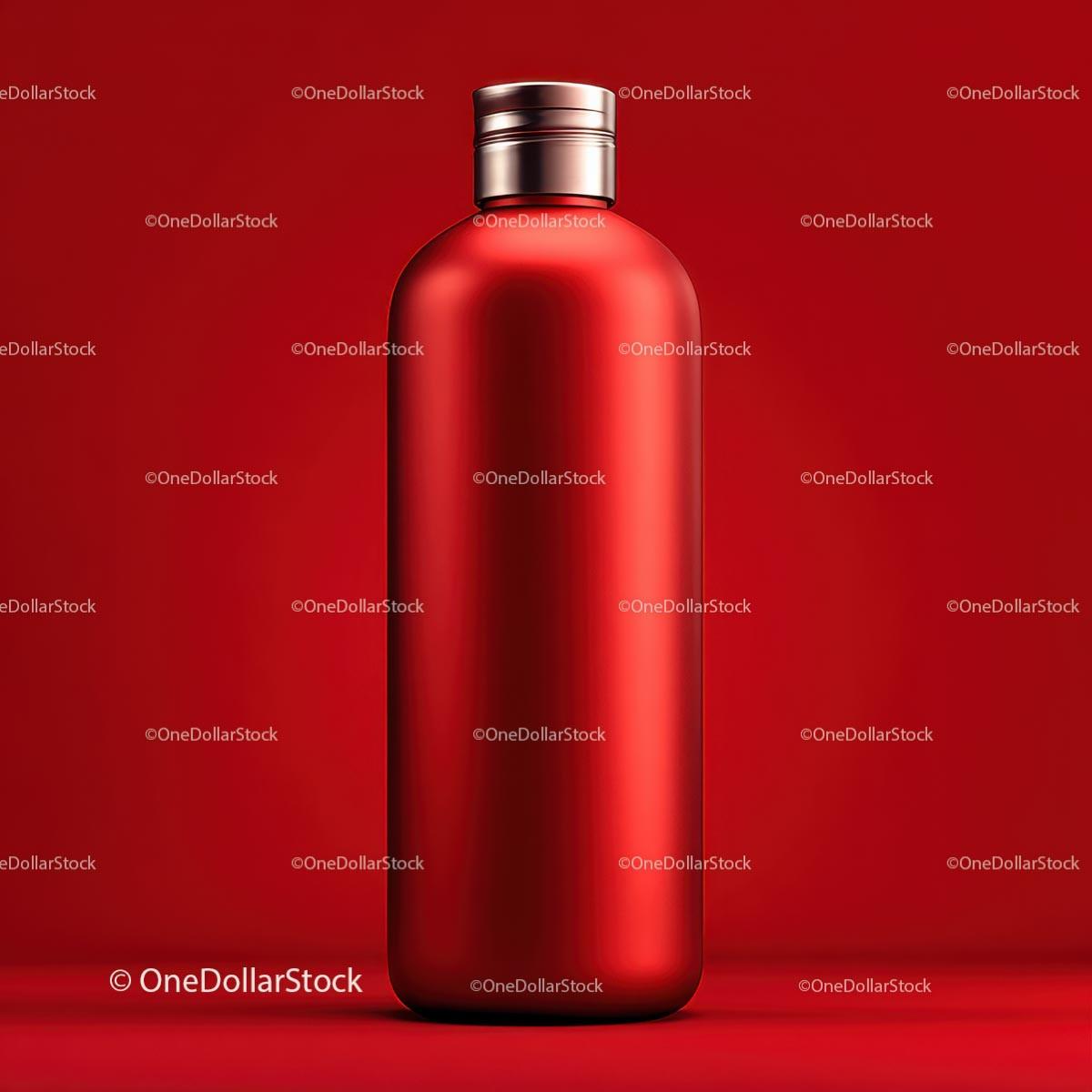 Red Bottle with Minimalist Design Against Bold Background JPG Mockup Image preview 8