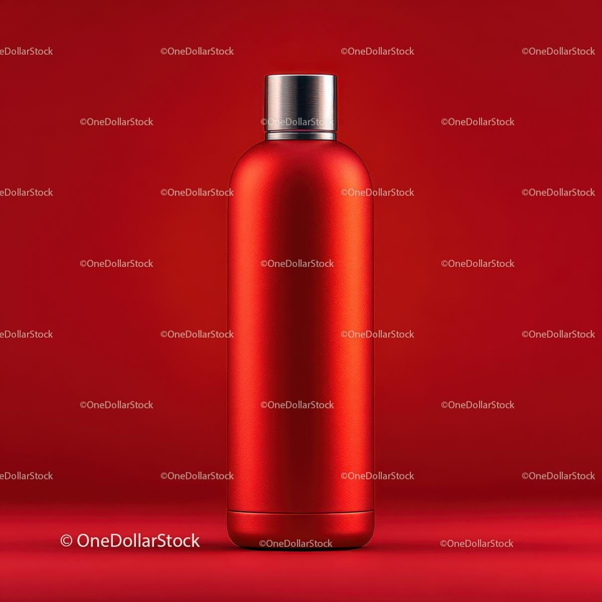 Red Bottle with Minimalist Design Against Bold Background JPG Mockup Image preview 18