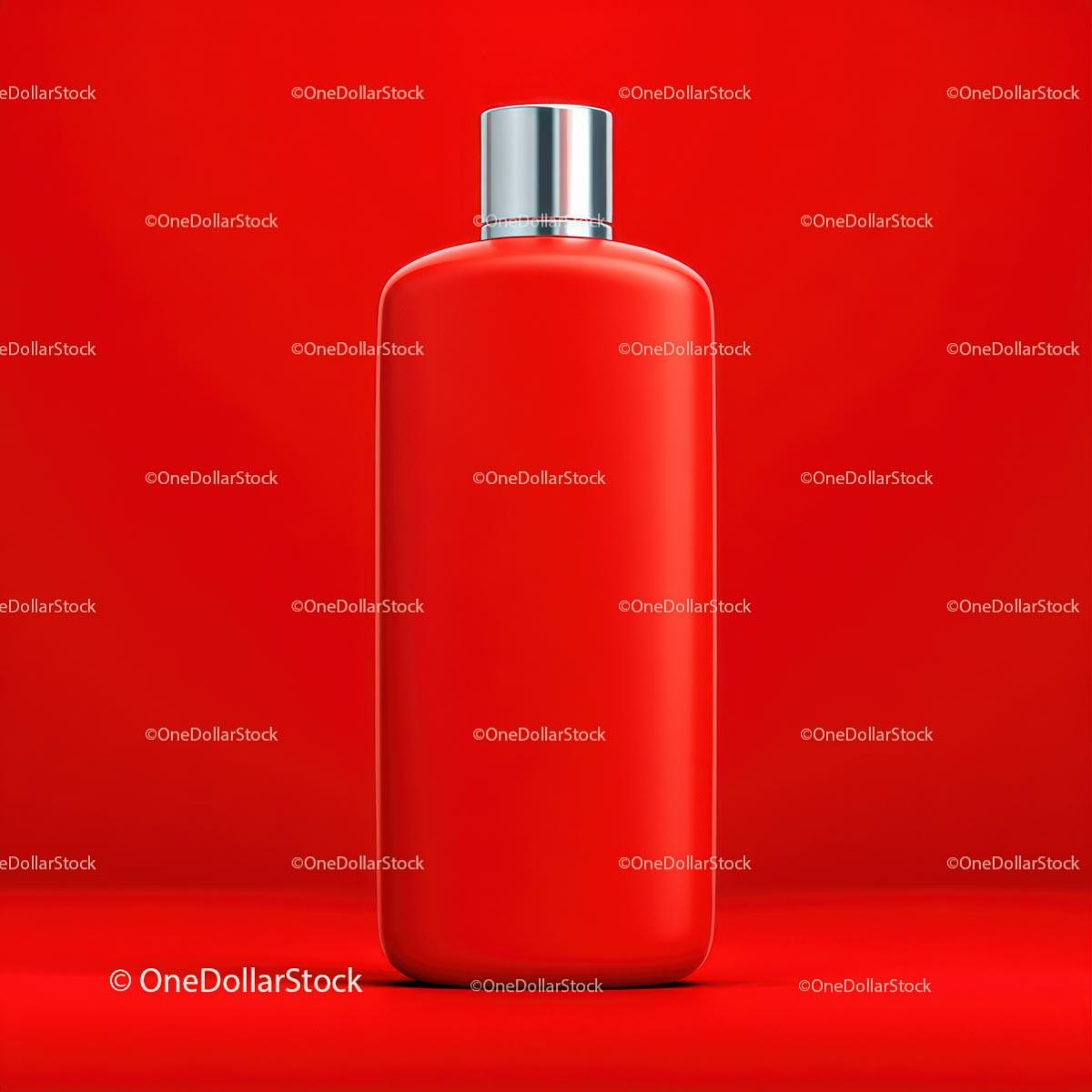 Red Bottle on Vibrant Red Background JPG Mockup Image preview