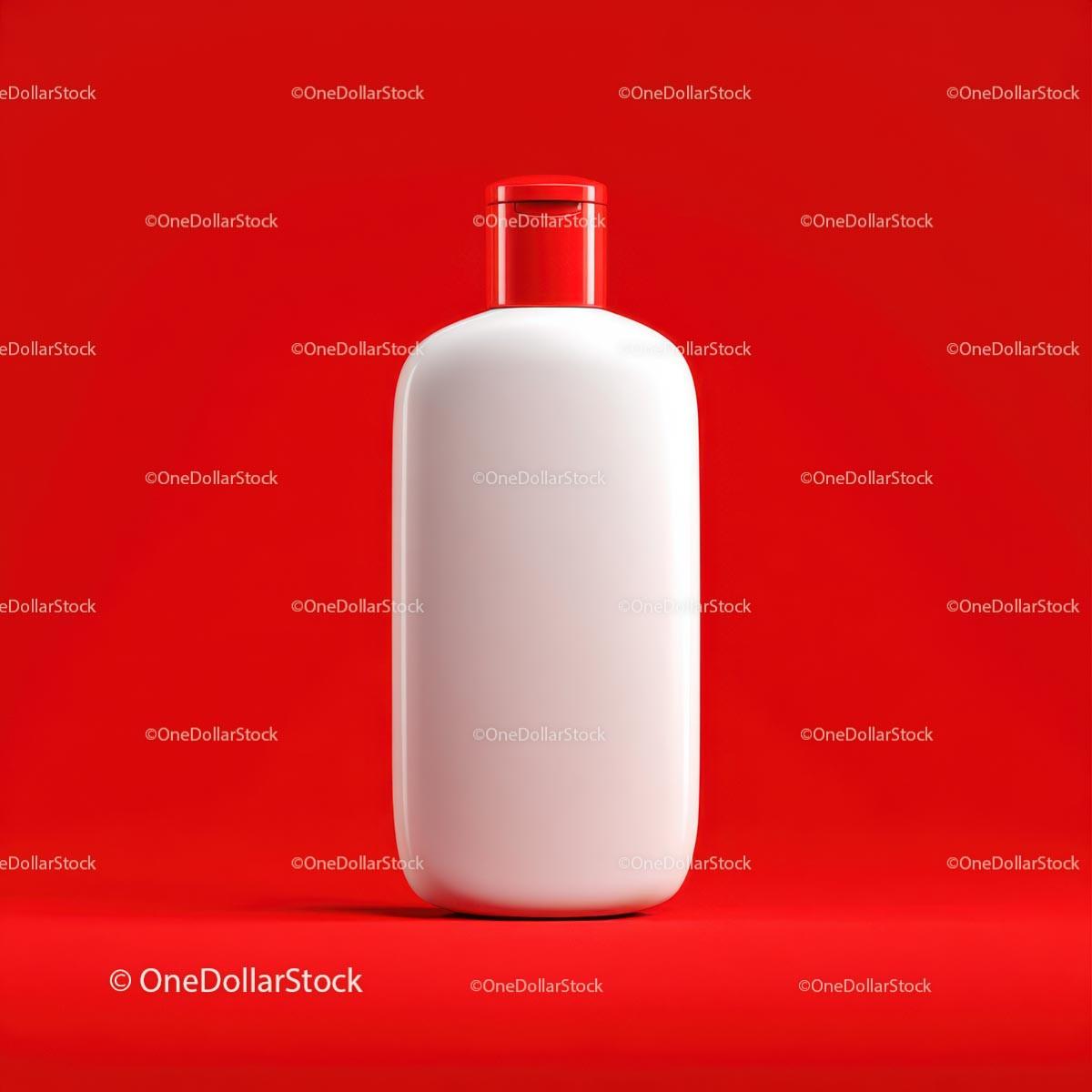 Red Bottle with Minimalist Design Against Bold Background JPG Mockup Image preview 25