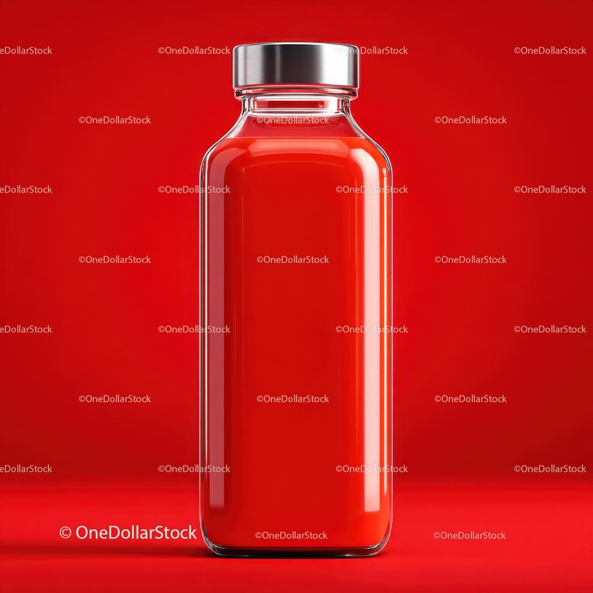 Red Bottle with Minimalist Design Against Bold Background JPG Mockup Image preview 34