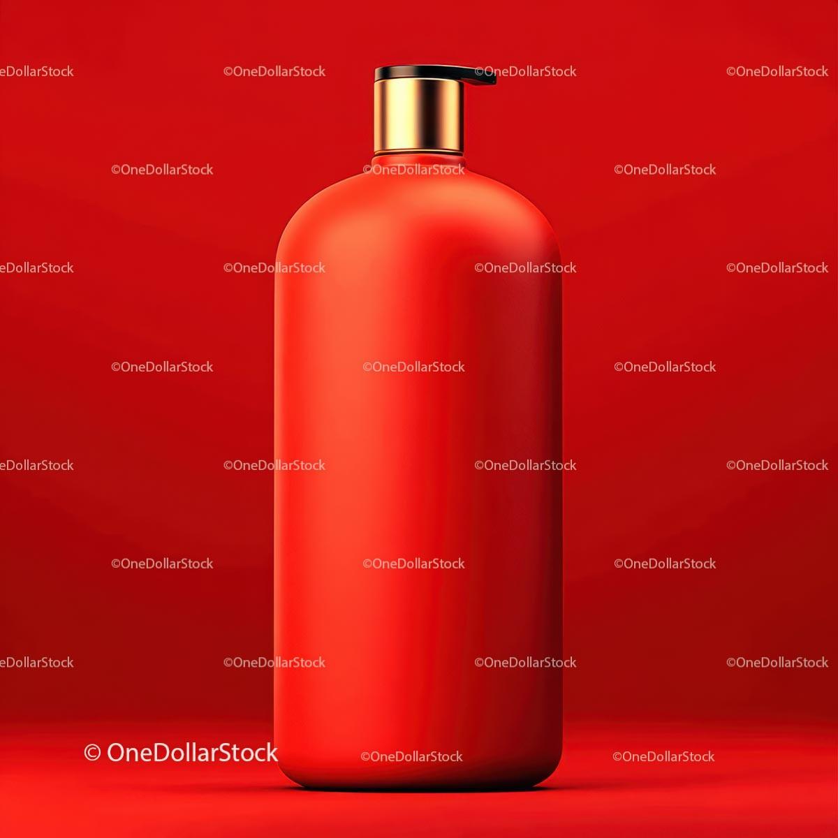 Red Bottle with Minimalist Design Against Bold Background JPG Mockup Image preview 43