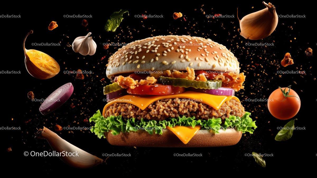 Delicious Gourmet Burger with Fresh Ingredients
