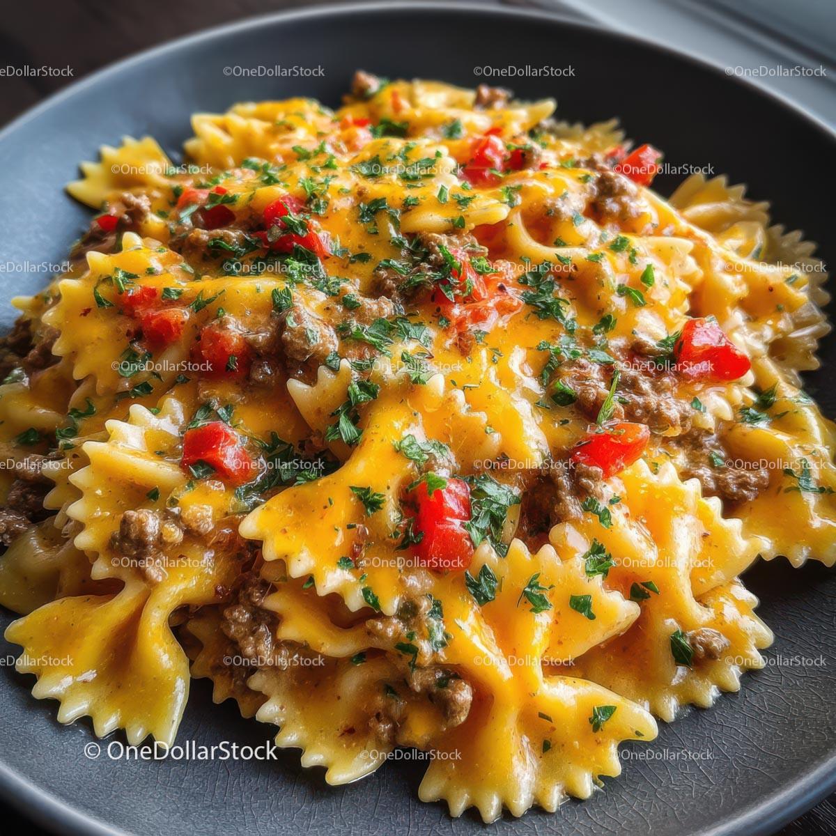 Delicious Bowtie Pasta with Ground Beef and Fresh Parsley Stock Photo Bundle preview 11