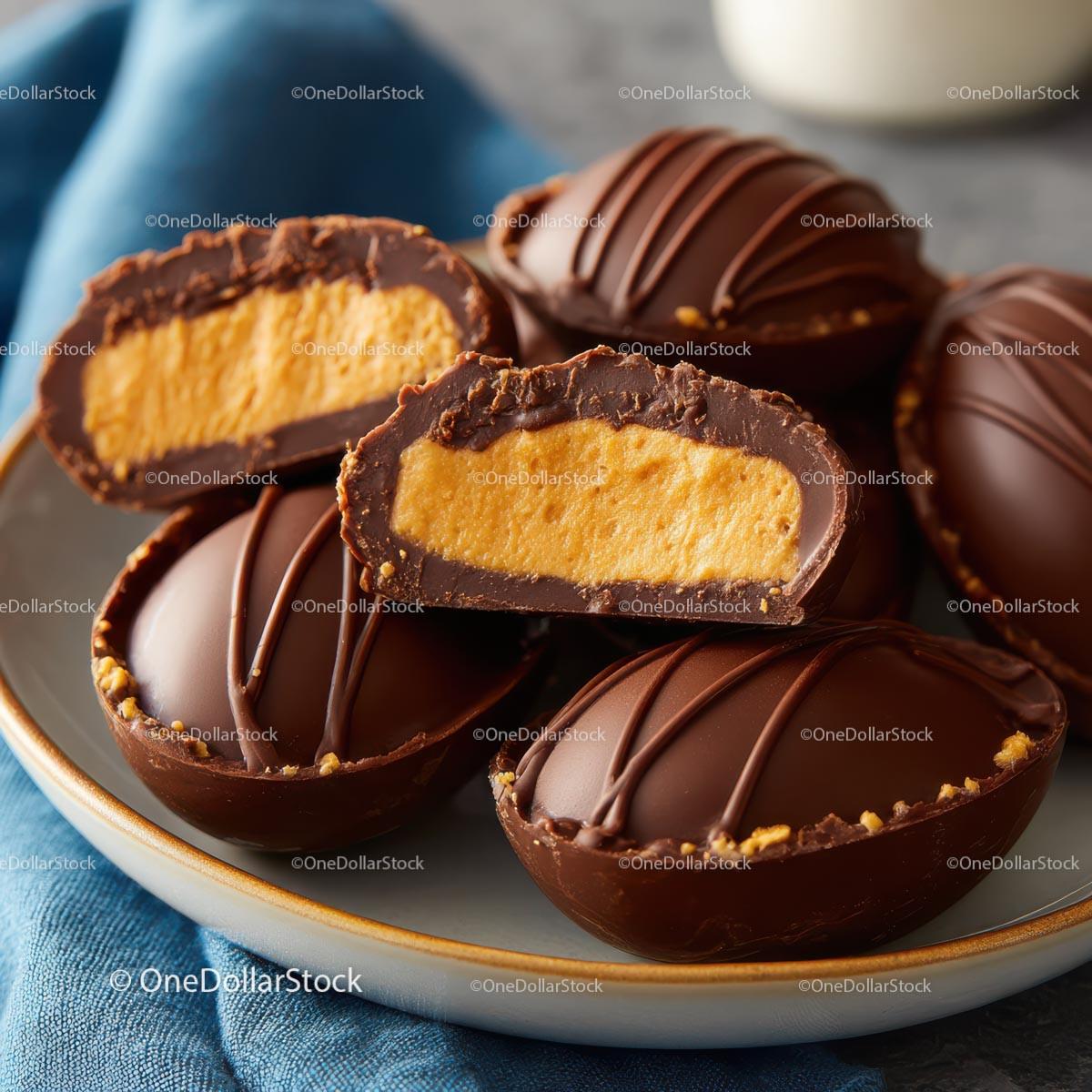 Close-Up of Delicious Chocolate Egg Candies Stock Photo Bundle preview 5