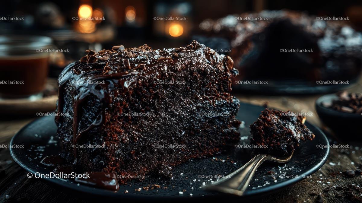 Decadent Chocolate Cake Slice with Rich Ganache