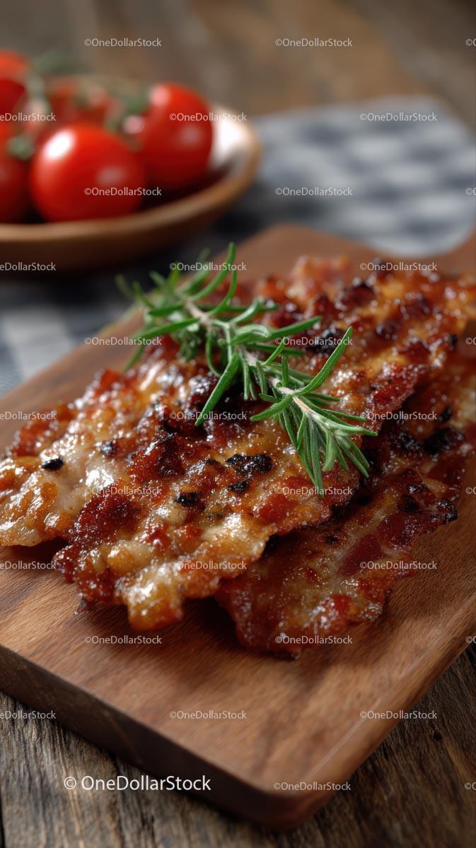 Crispy Bacon on White Plate in Rustic Setting Stock Photo Bundle preview 12