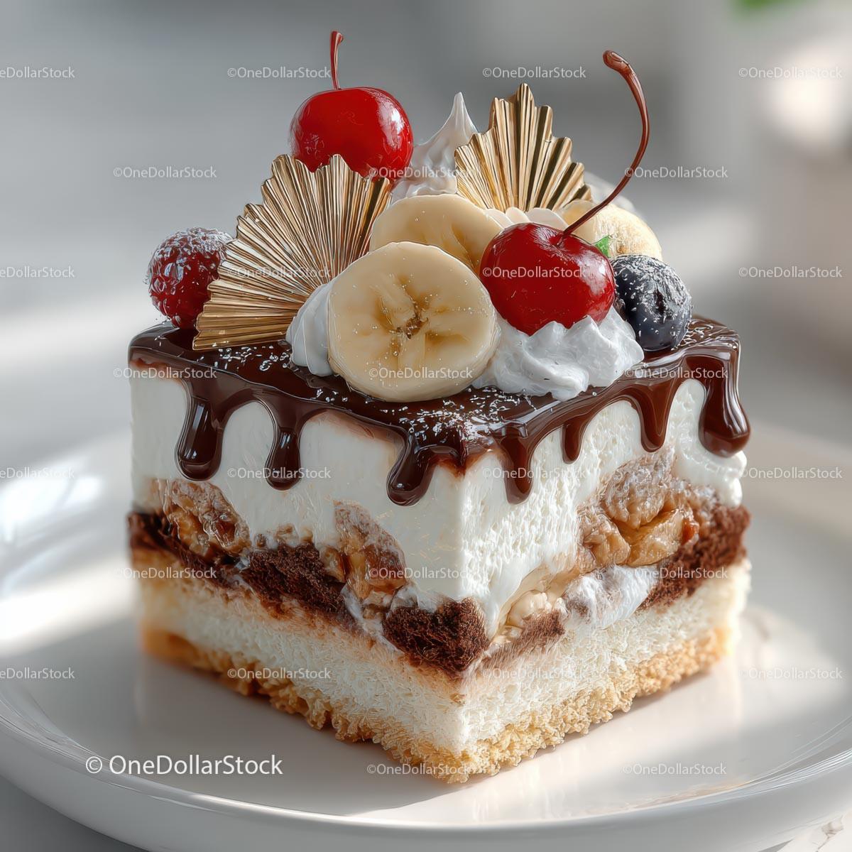 Indulgent Layered Cake with Fruits and Whipped Cream Stock Photo Bundle creative preview 5