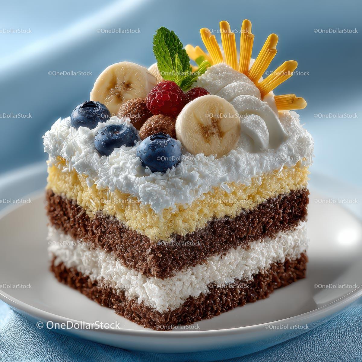 Indulgent Layered Cake with Fruits and Whipped Cream Stock Photo Bundle creative preview 11