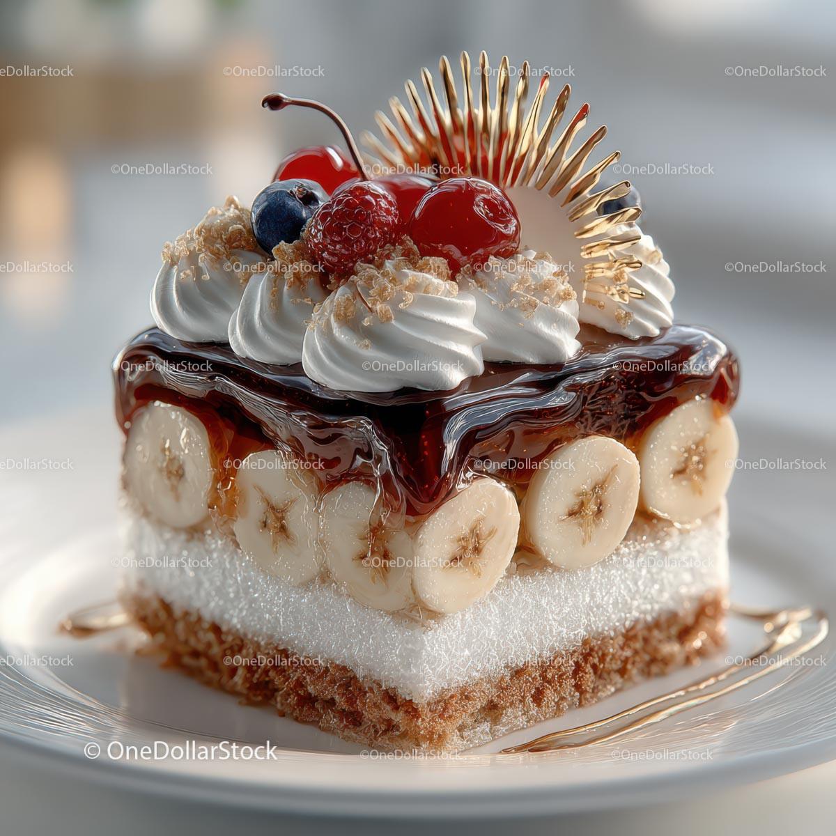 Indulgent Layered Cake with Fruits and Whipped Cream Stock Photo Bundle creative preview 17