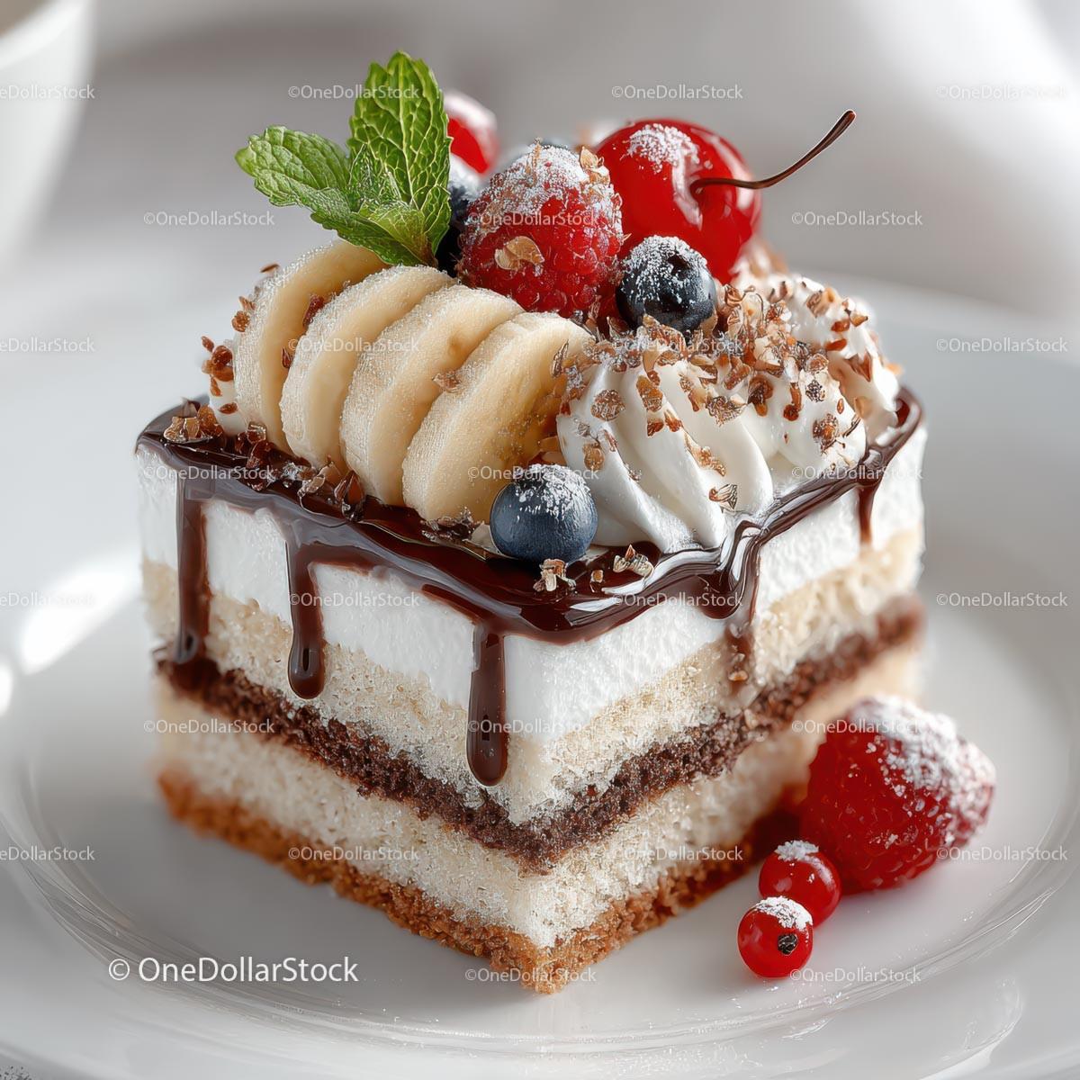 Indulgent Layered Cake with Fruits and Whipped Cream Stock Photo Bundle creative preview 21
