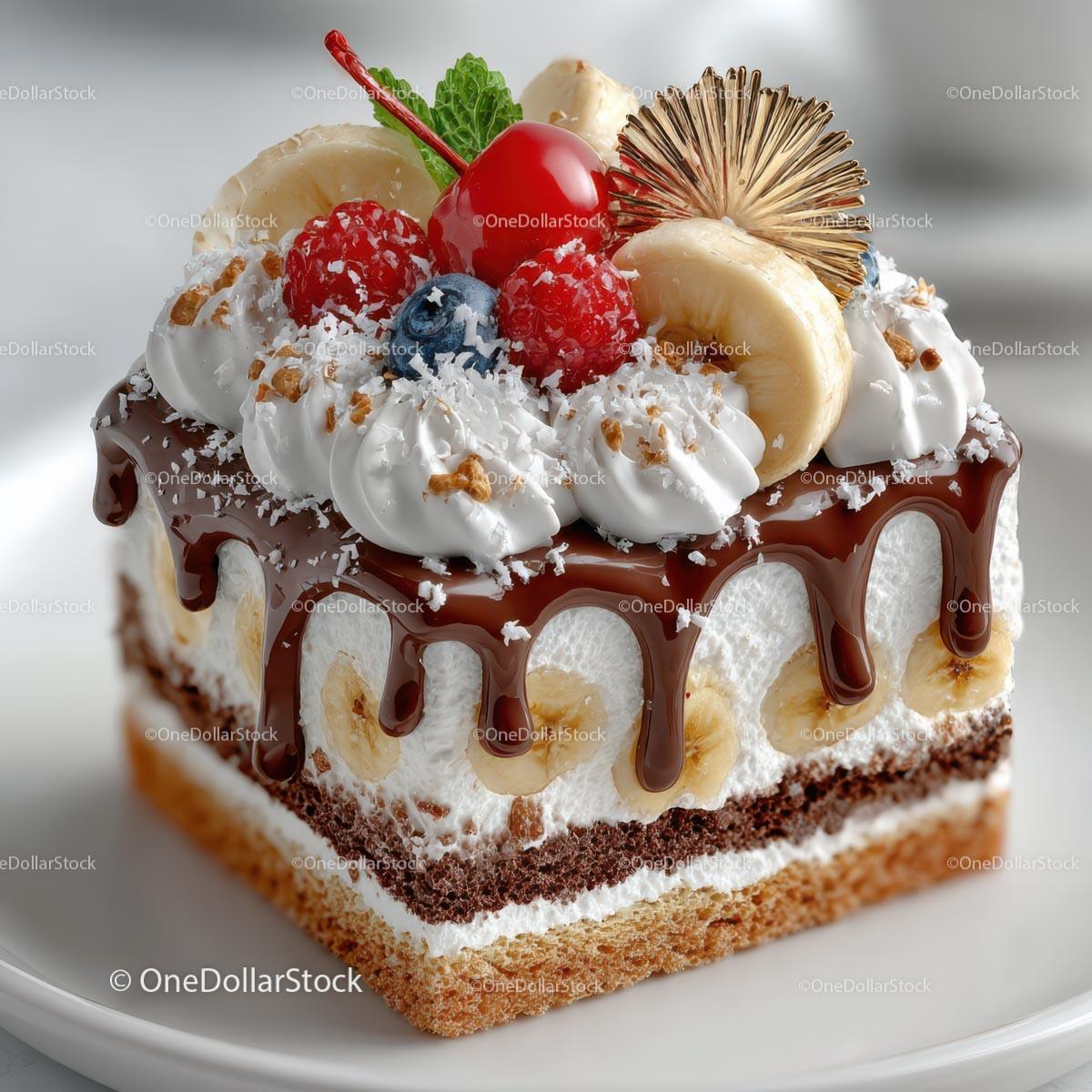 Indulgent Layered Cake with Fruits and Whipped Cream Stock Photo Bundle creative preview 31