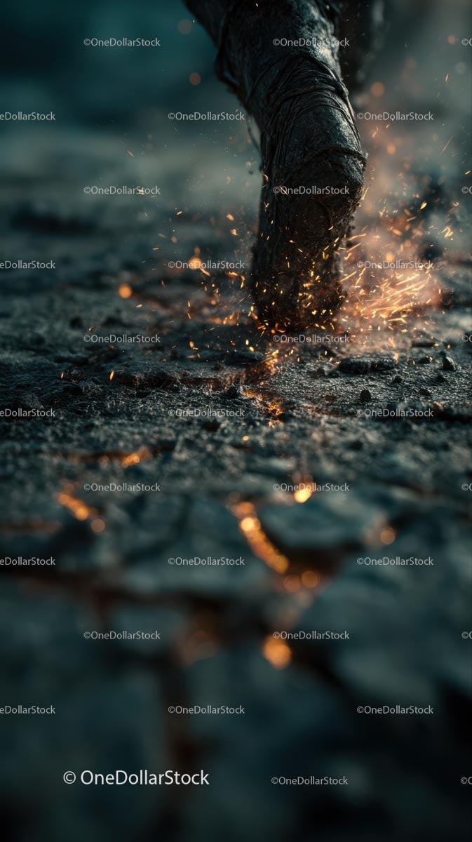 Dynamic Footstep with Flying Sparks in Motion