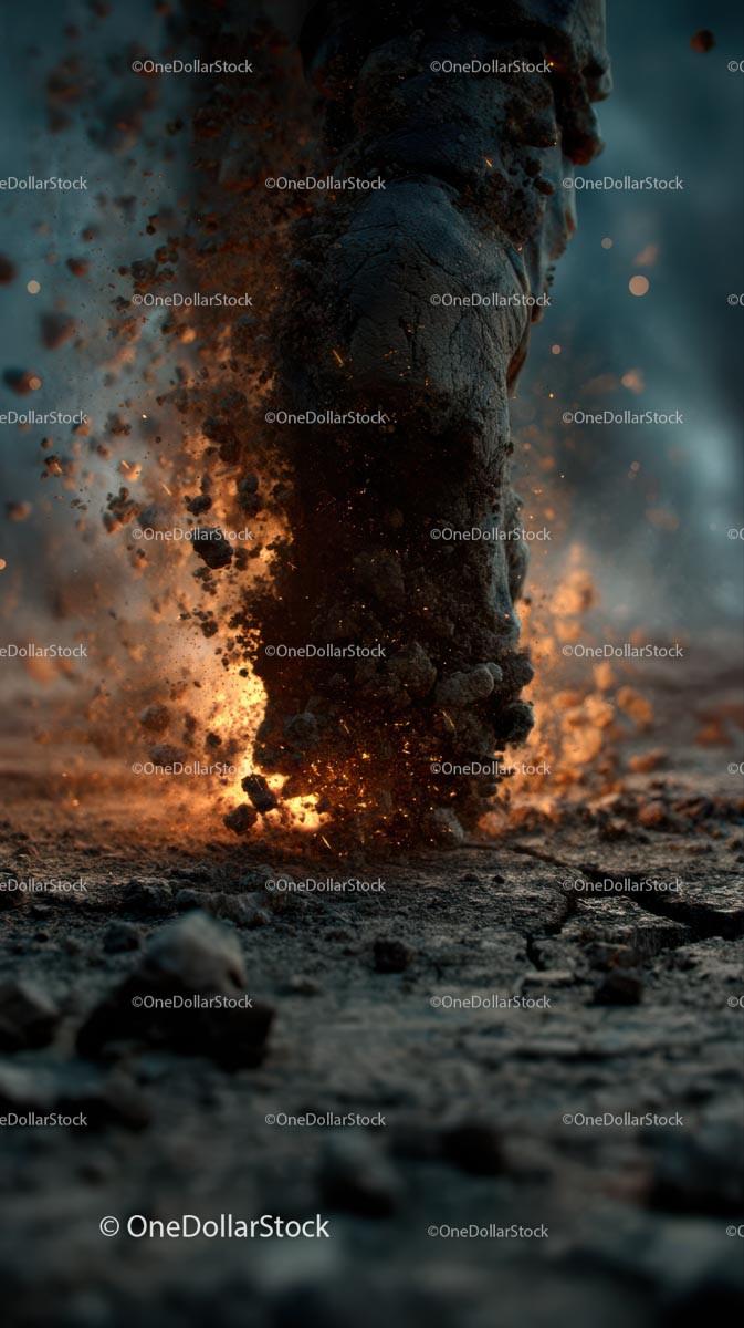 Dynamic Explosion of Soil and Fire