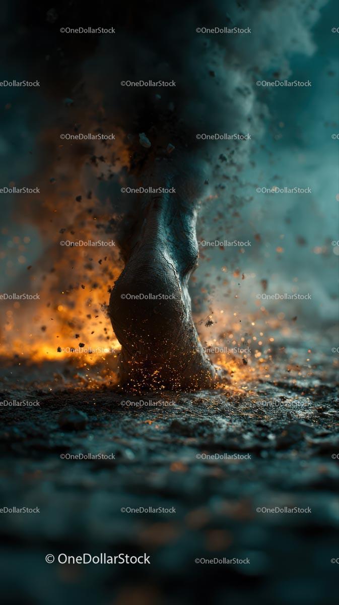 Dynamic Foot Impact in Fiery Explosion
