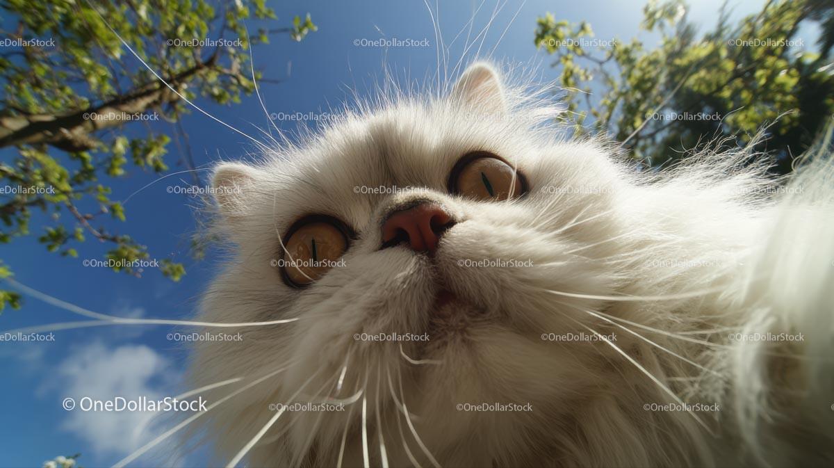 Close-Up of Fluffy Persian Cat in Sunny Garden Stock Photo Bundle preview