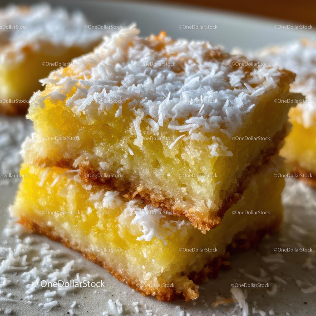 Lemon Bars with Coconut Flakes - Sweet Homemade Treat