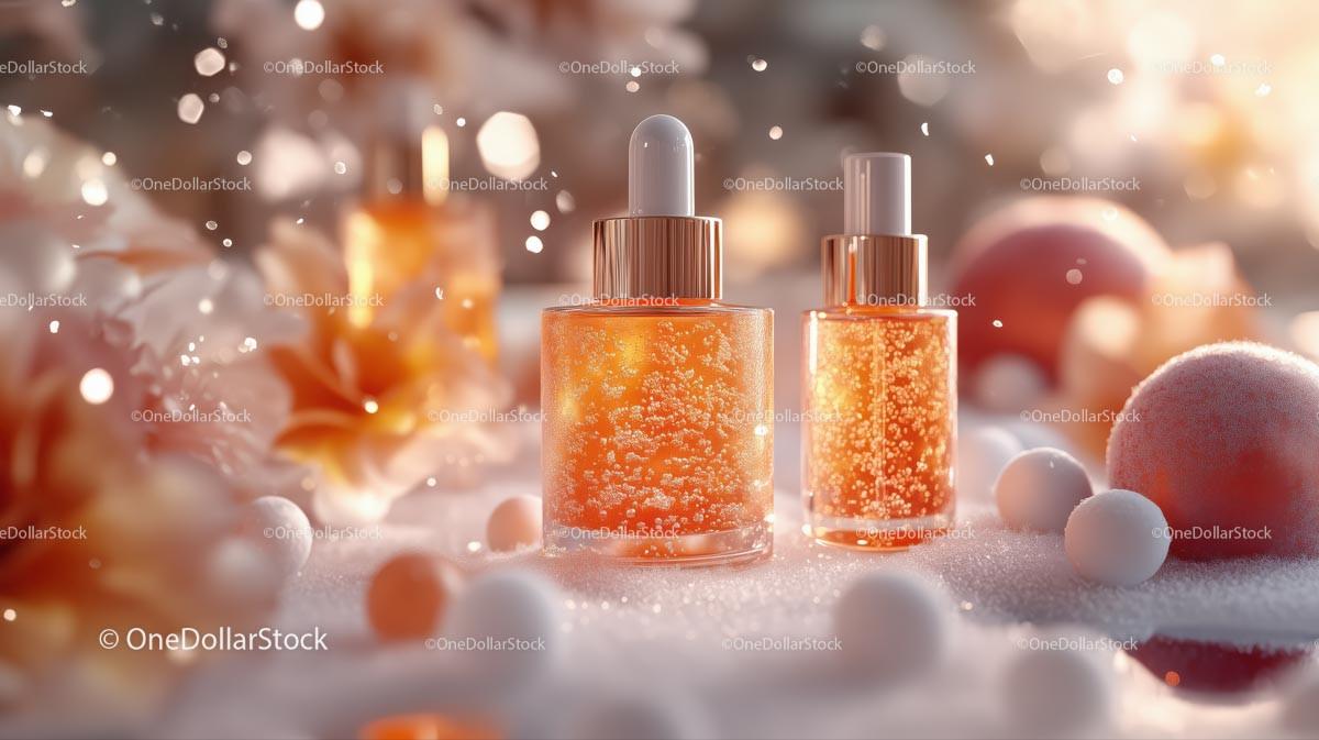 Elegant Perfume Bottles Amidst Romantic Floral Setting JPG Mockup Image creative preview 4