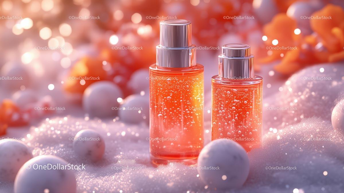 Elegant Perfume Bottles Amidst Romantic Floral Setting JPG Mockup Image preview 9