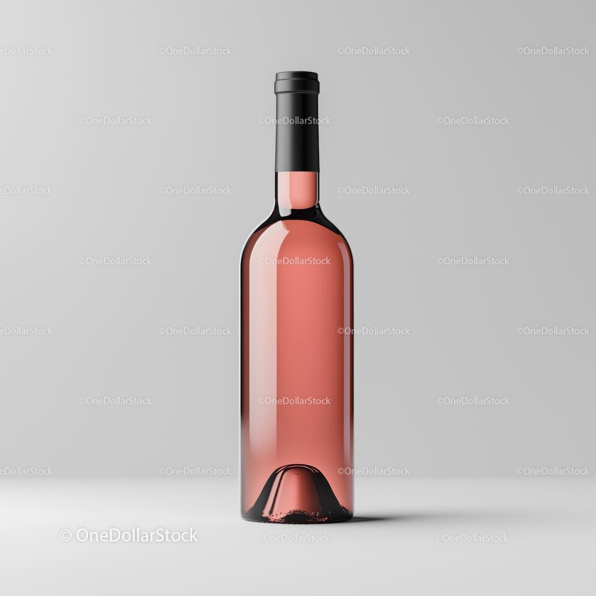 Elegant Rose Wine Bottle on Minimalist Background