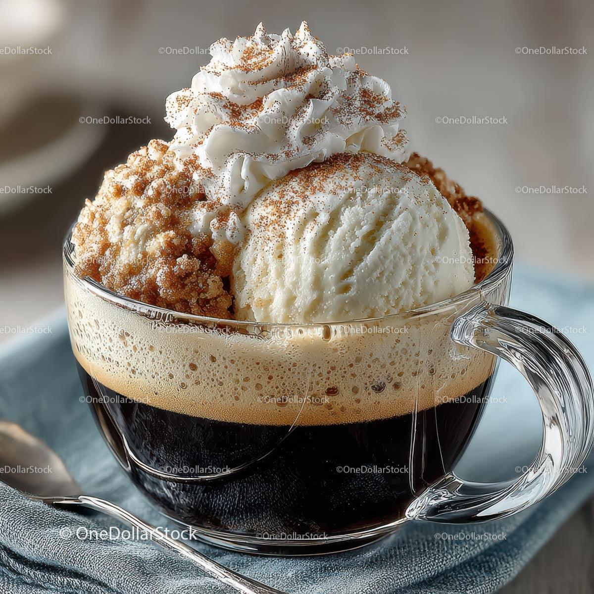 Indulgent Coffee with Ice Cream and Whipped Cream Topping Stock Photo Bundle preview