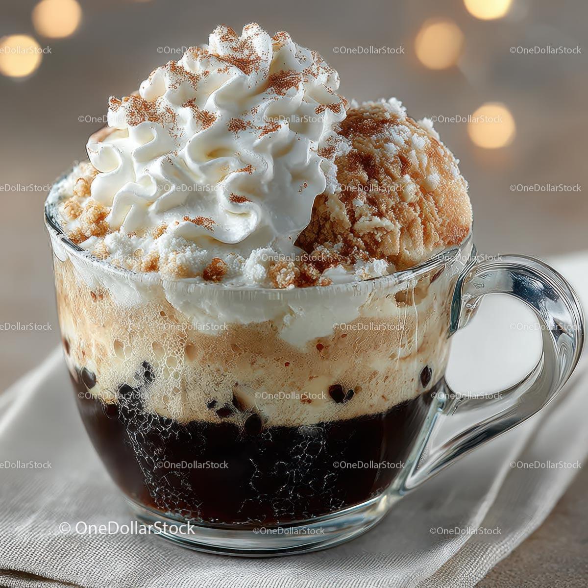 stock photo bundle made with Indulgent Coffee with Ice Cream and Whipped Cream Topping Stock Photo Bundle