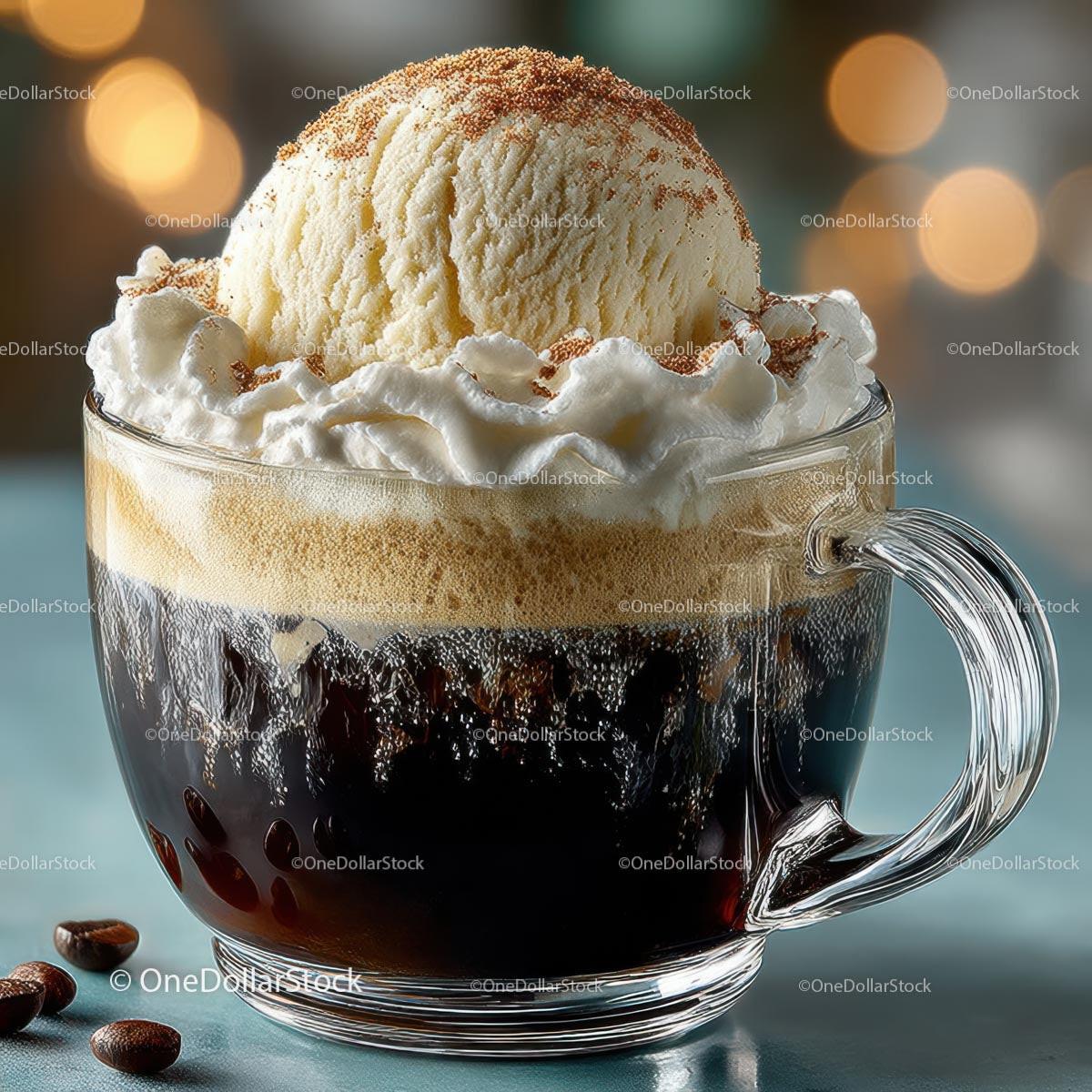 Indulgent Coffee with Ice Cream and Whipped Cream Topping Stock Photo Bundle preview 6