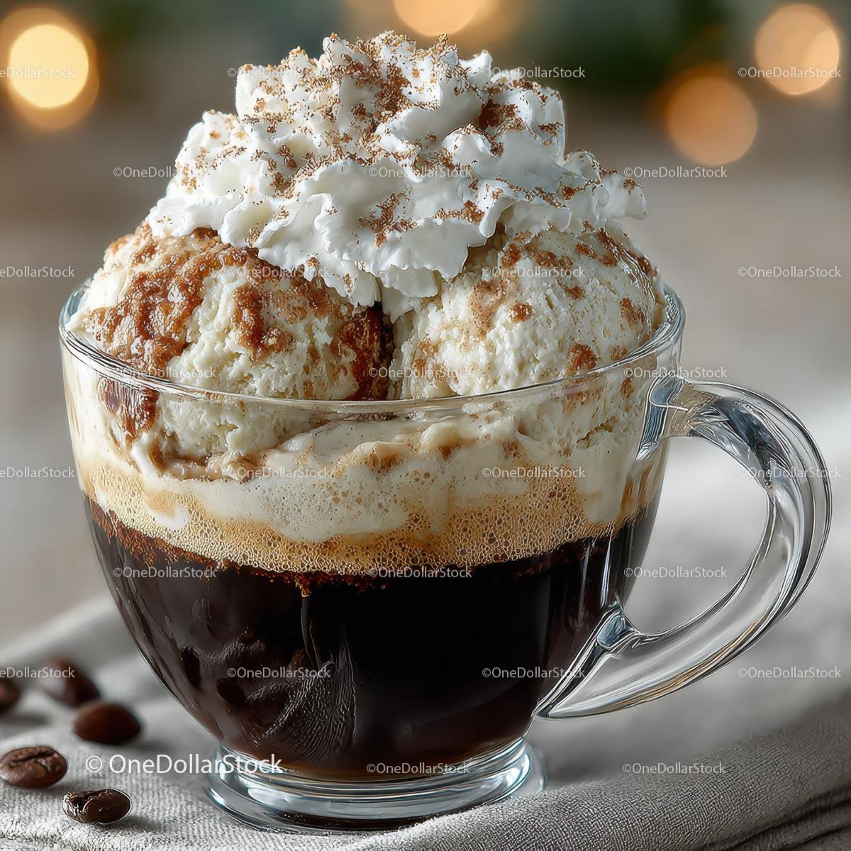 Indulgent Coffee with Ice Cream and Whipped Cream Topping Stock Photo Bundle preview 9