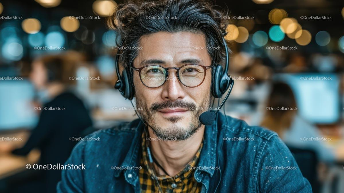 Professional Call Center Agent in Modern Office