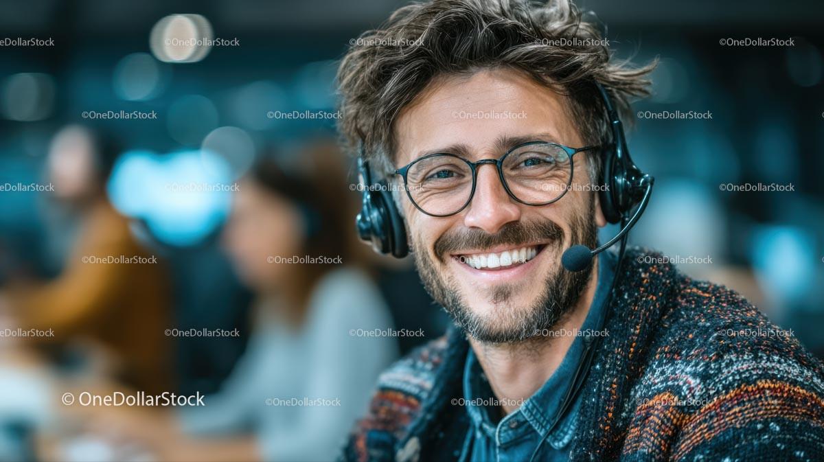 Smiling Customer Service Representative with Headset