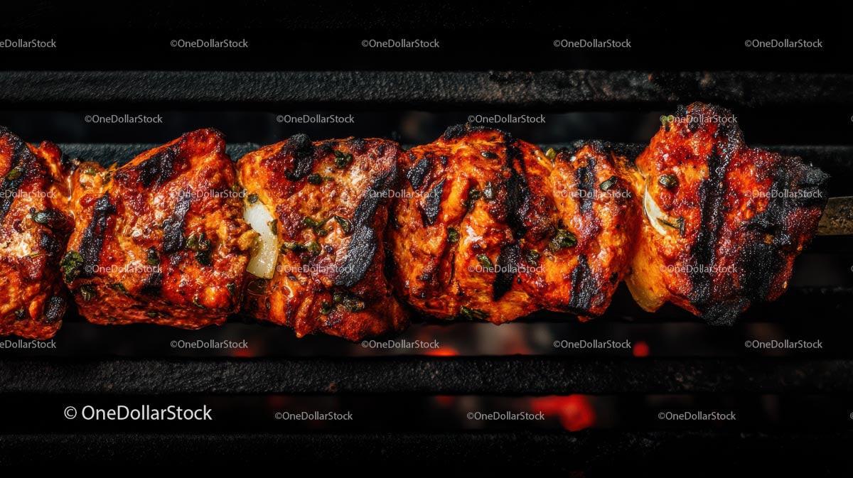 Juicy Grilled Chicken Kebabs on Charcoal Grill