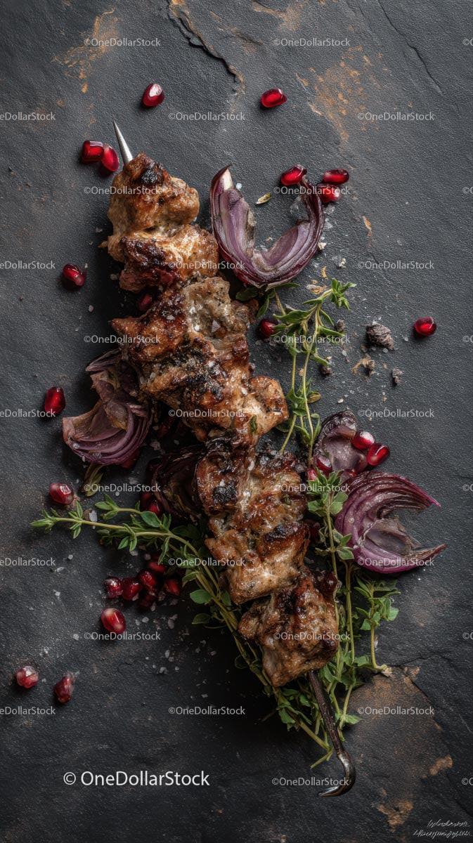 Grilled Lamb Kebab with Pomegranate and Herbs