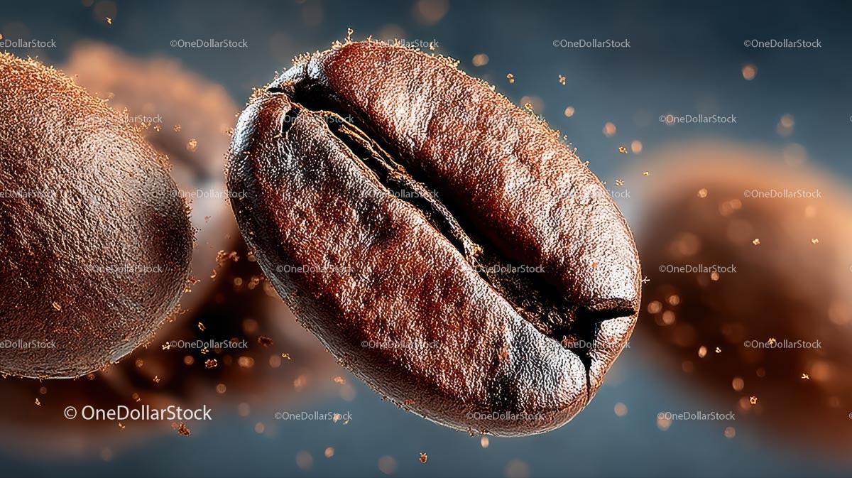 Macro Shot of Roasted Coffee Bean with Rich Texture