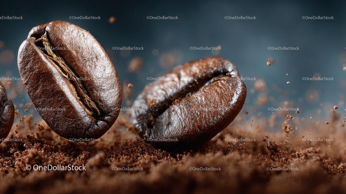 Close-up of Roasted Coffee Beans with Rich Brown Texture