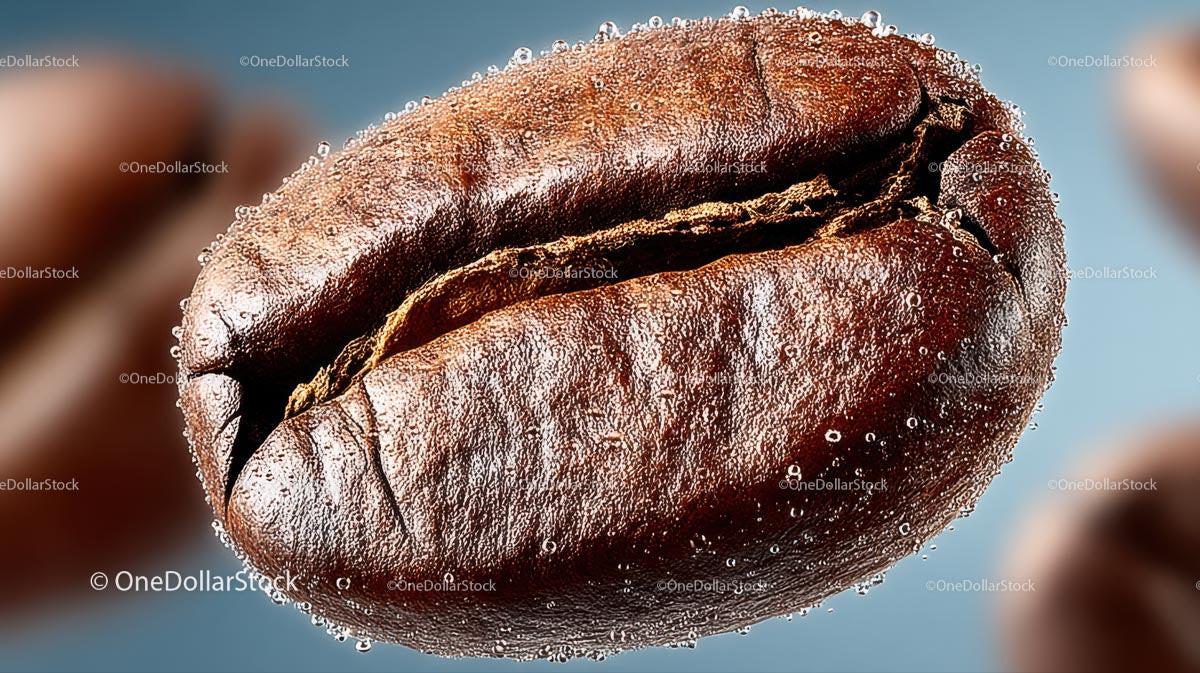 Macro Shot of a Roasted Coffee Bean with Texture