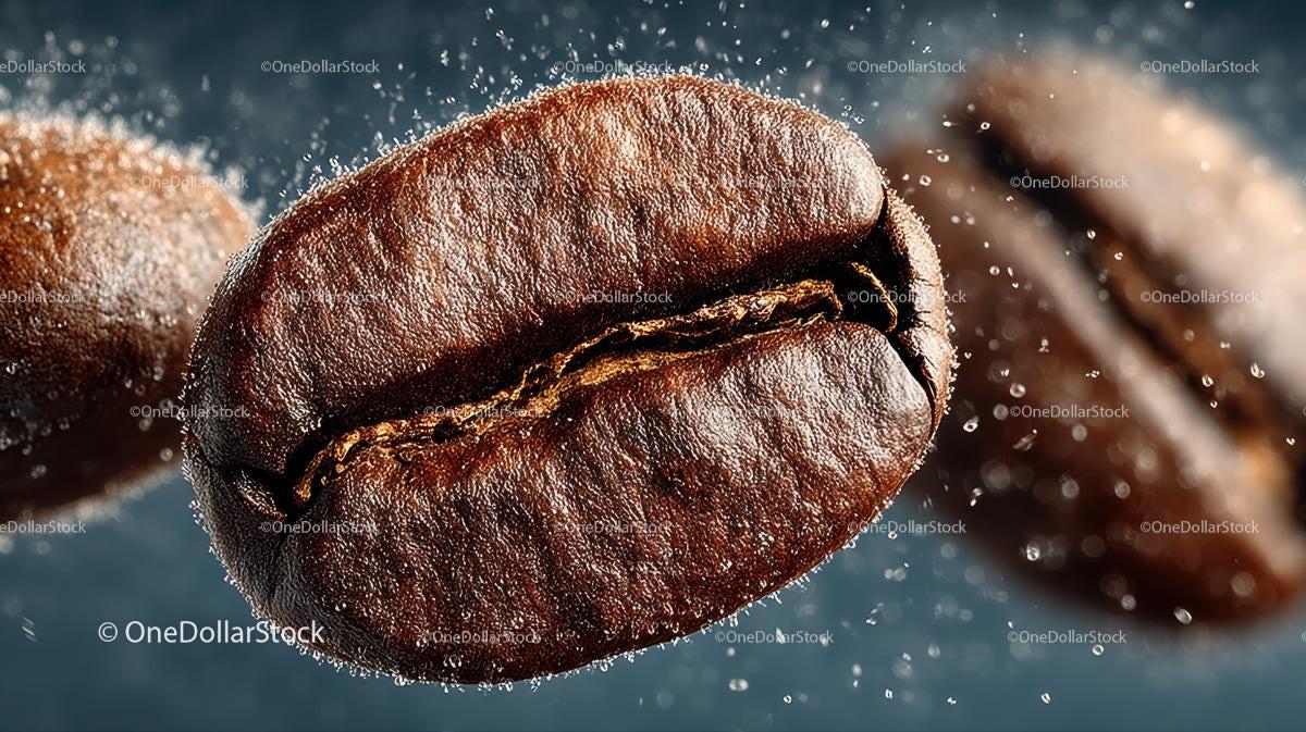 Close-Up of Roasted Coffee Bean with Details