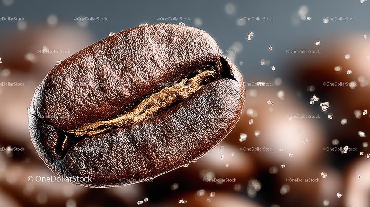 Close-Up of a Single Roasted Coffee Bean in Detail