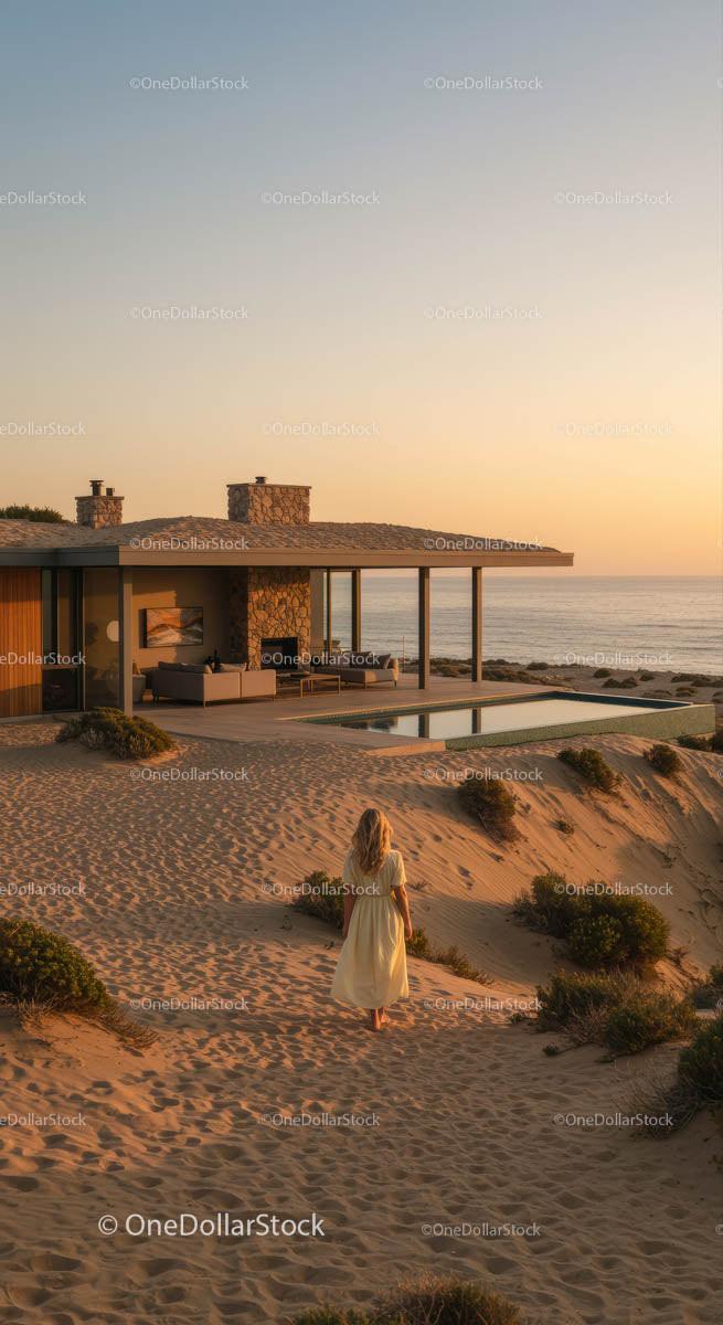 Coastal Luxury Living at Sunset with Modern Beach House