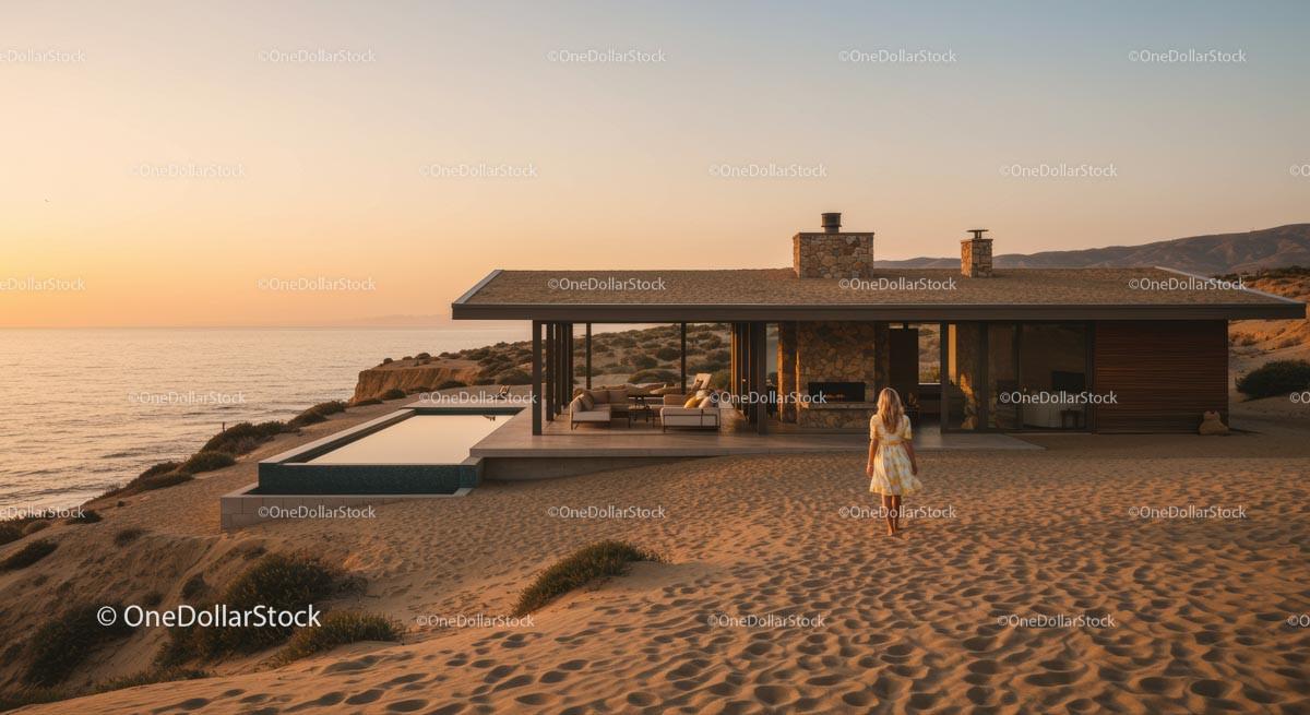 Modern Cliffside House with Glass Walls and Infinity Pool Stock Photo Bundle preview 10