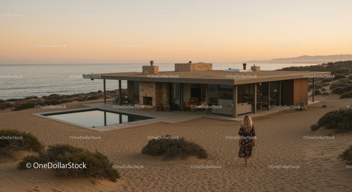Modern Cliffside House with Glass Walls and Infinity Pool Stock Photo Bundle preview 13