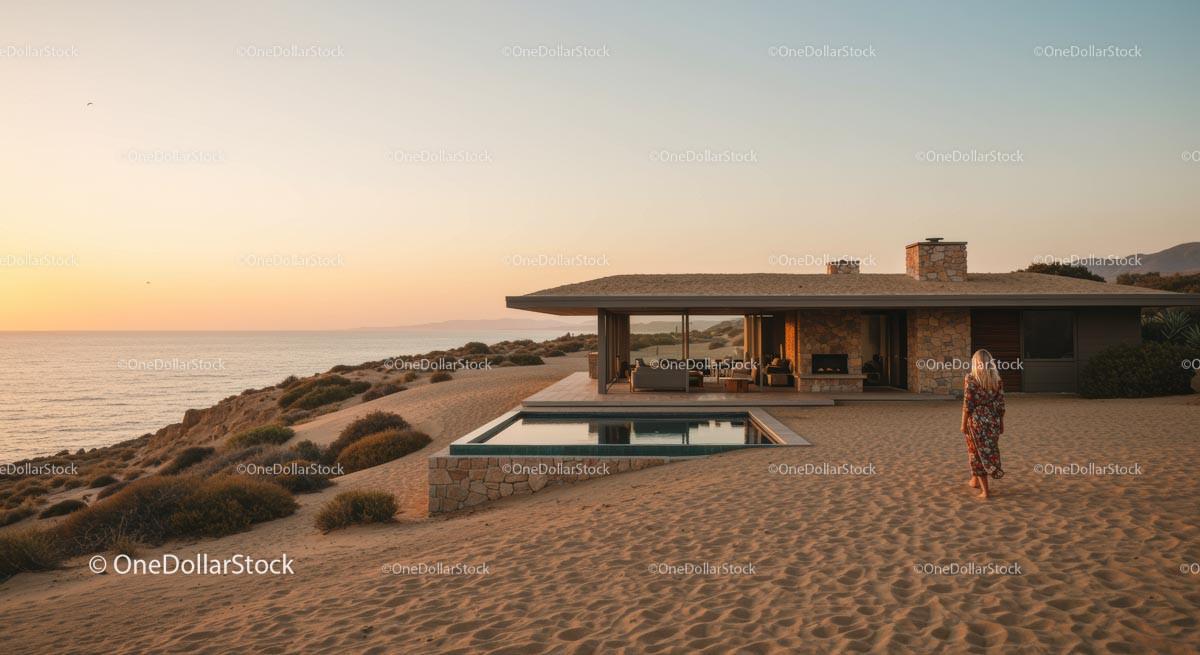 Modern Cliffside House with Glass Walls and Infinity Pool Stock Photo Bundle preview 15