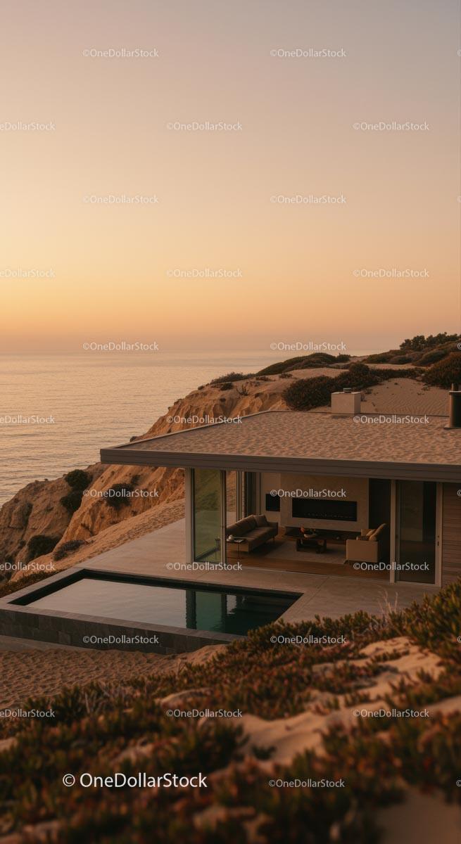 Modern Cliffside House with Glass Walls and Infinity Pool Stock Photo Bundle preview 17
