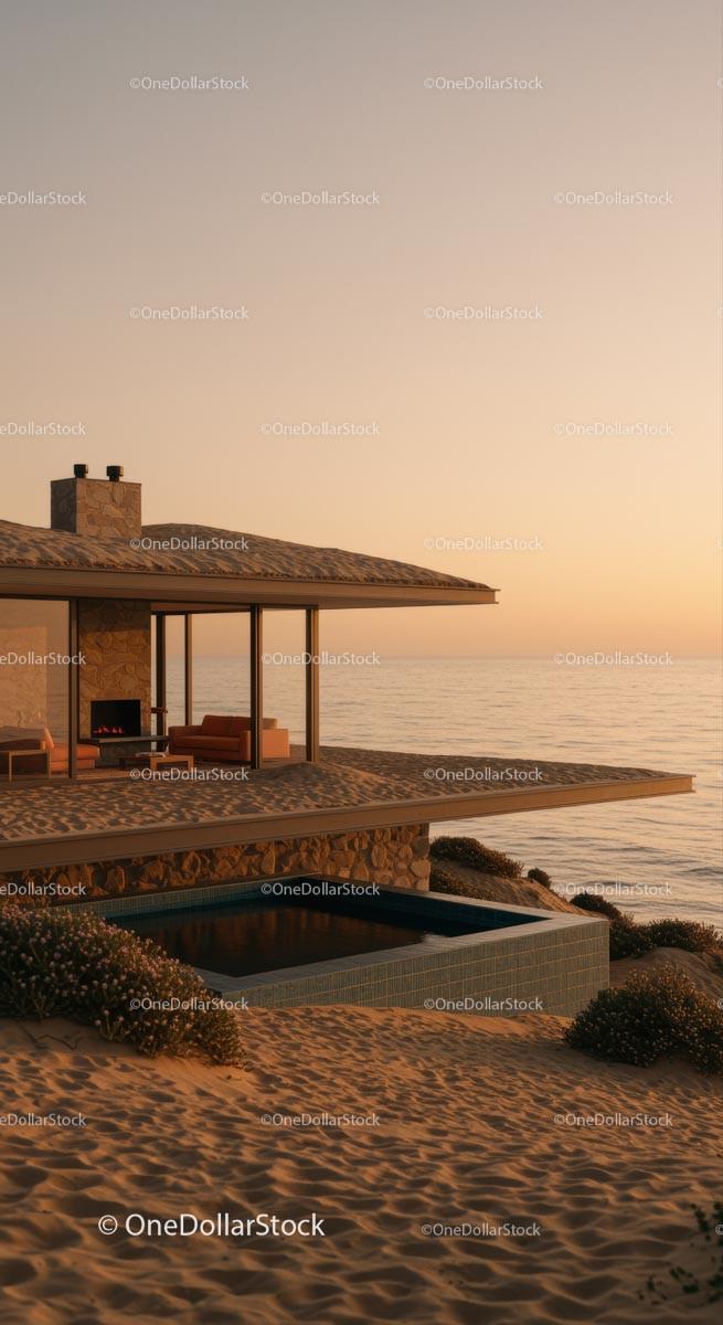Modern Cliffside House with Glass Walls and Infinity Pool Stock Photo Bundle preview 18