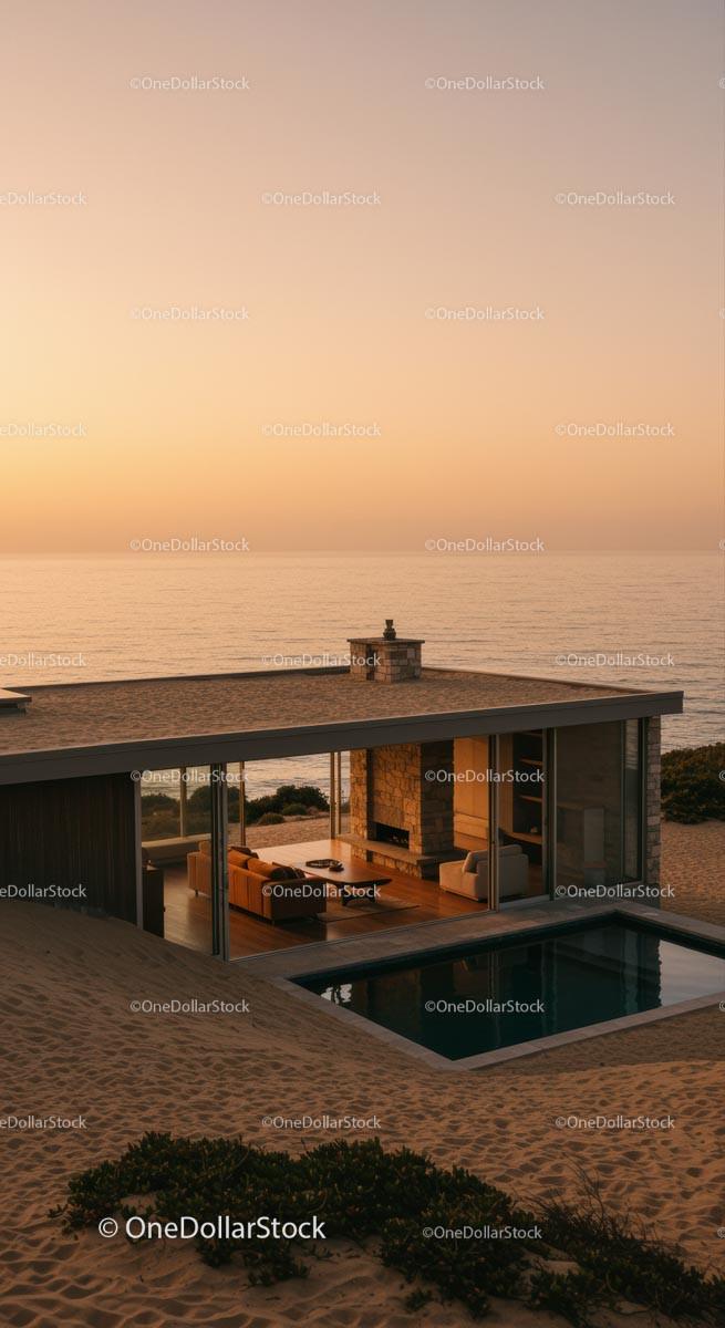 Modern Cliffside House with Glass Walls and Infinity Pool Stock Photo Bundle preview 21