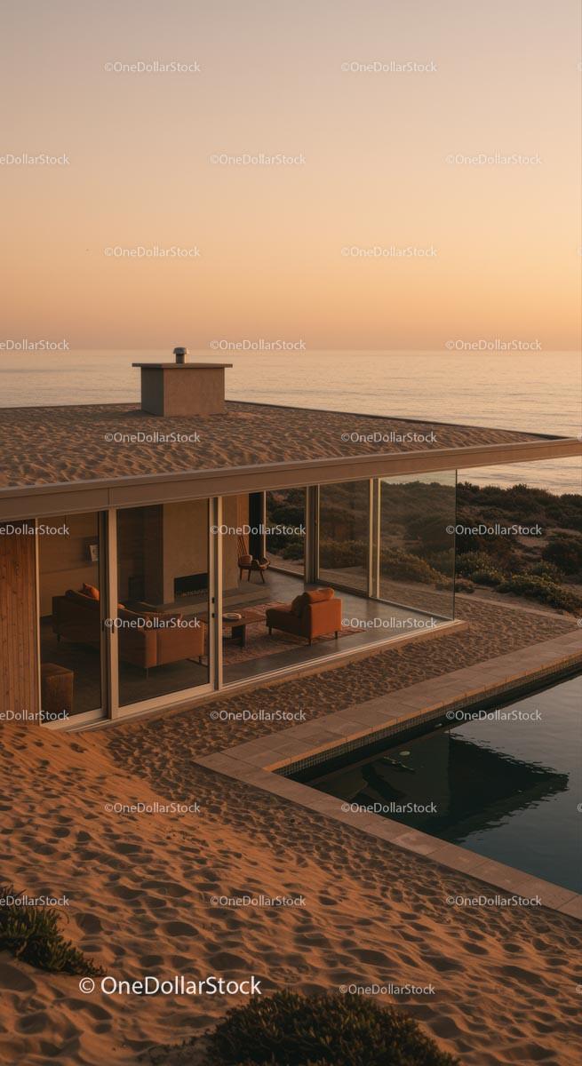 Modern Cliffside House with Glass Walls and Infinity Pool Stock Photo Bundle preview 23
