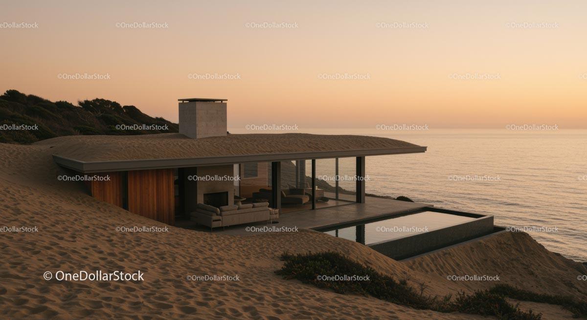Modern Cliffside House with Glass Walls and Infinity Pool Stock Photo Bundle preview 26