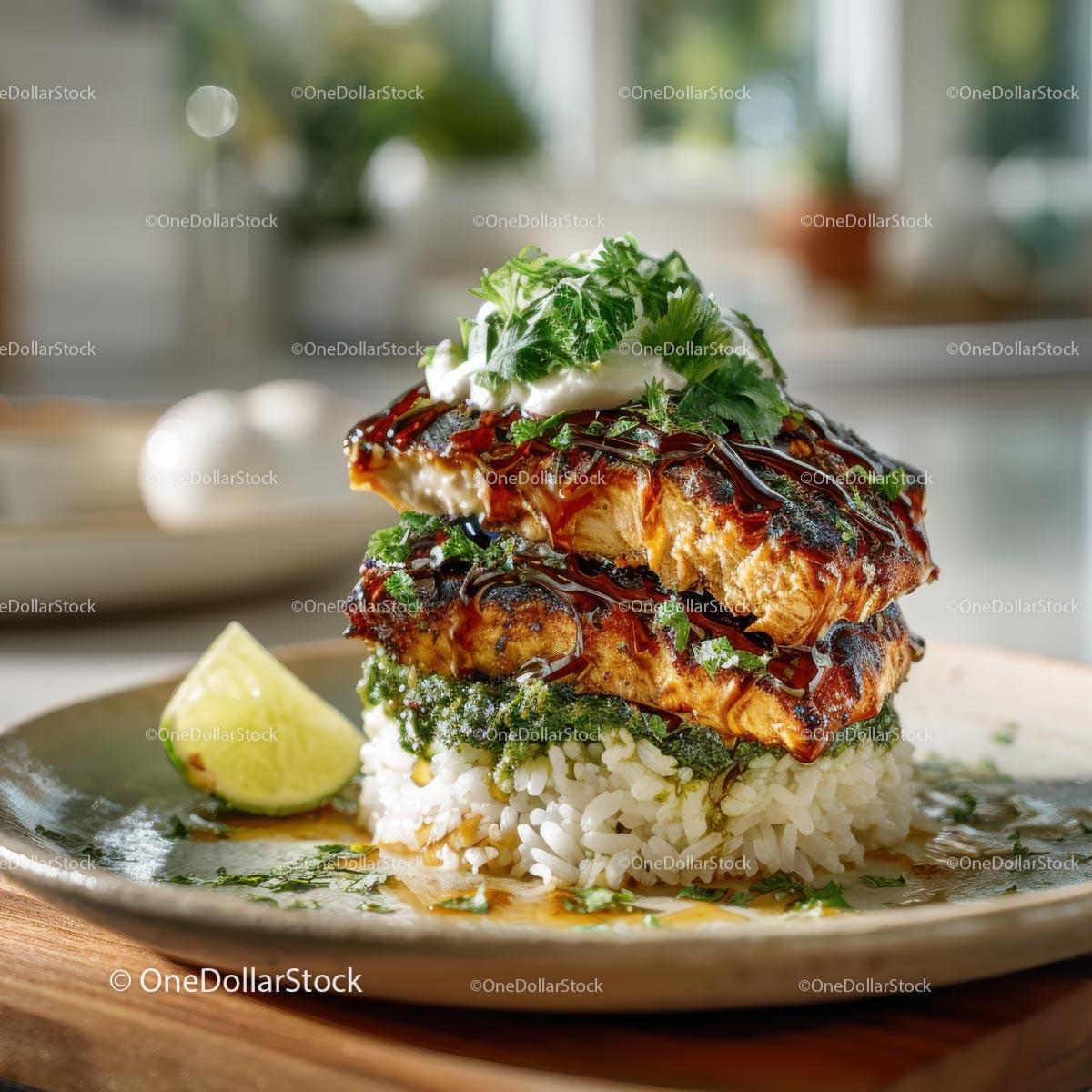 Grilled Chicken with Cilantro and Lime Served on Rice Stock Photo Bundle preview 20