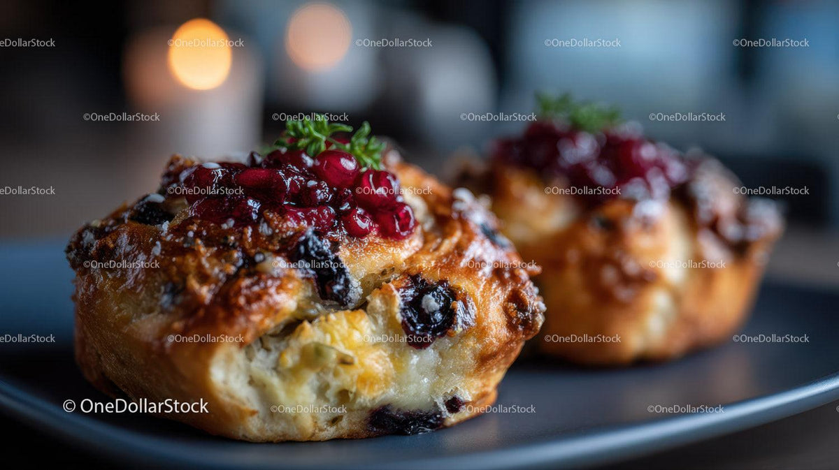 Blueberry Muffin with Juicy Berries and Golden Brown Crust
