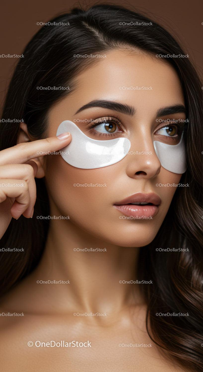 Close-up of Woman with Under-eye Patches for Skin Refreshment Spa